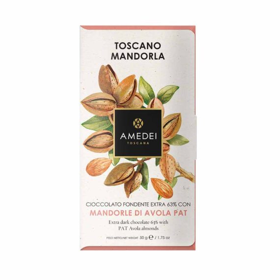 Amedei-Mandorle-Dark-Chocolate-with-Almonds-50g-Front-For-WEB