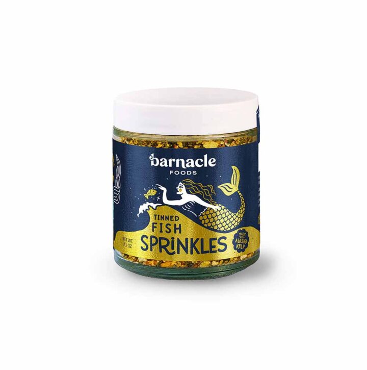 Barnacle Tinned Fish Sprinkles, 2.1oz white BG for WEB