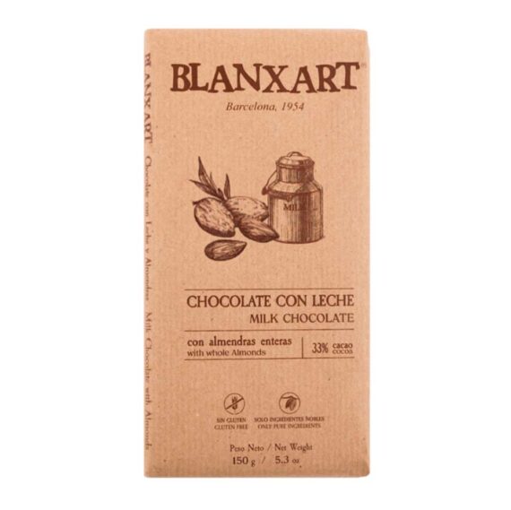 Blanxart Dark Chocolate with Almonds 7oz Front White BG For WEB