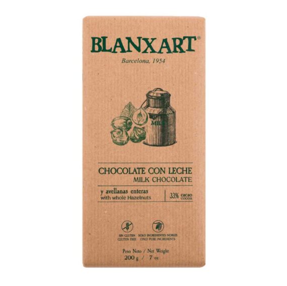 Blanxart Milk Chocolate with Hazelnuts 7oz Front White BG For WEB