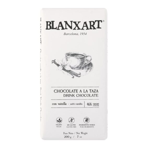 Blanxart Spanish Drinking Chocolate Bar 46% 7oz Front White BG For WEB