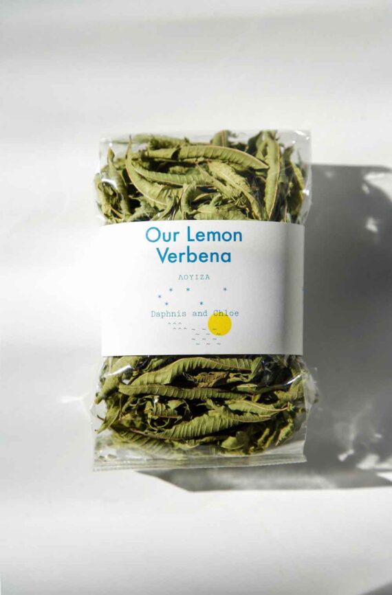 Daphnis and Chloe Our Lemon Verbena Herbal Tea Front White BG For WEB