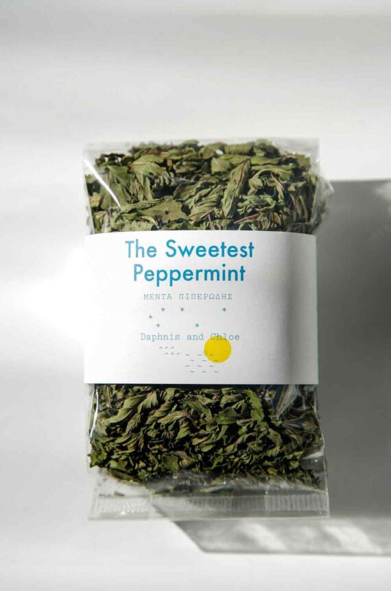 Daphnis and Chloe Peppermint Leaves Herbal Tea Front White BG For WEB
