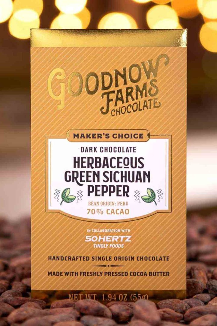 Goodnow Farms Herbaceous Green Sichuan Pepper 70% (Maker's Choice) Front Styled For WEB