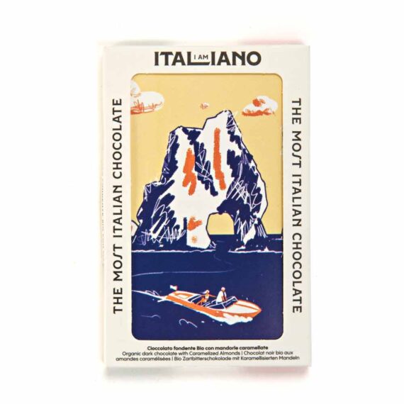 I Am Italiano Organic Chocolate With Almond Praline (Capri), 50gFront White BG For WEB