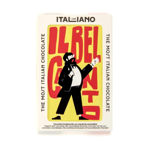 I Am Italiano Organic Chocolate With Almond Praline (Conto), 50gFront White BG For WEB