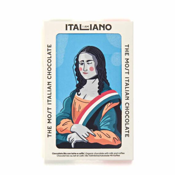 I Am Italiano Organic Milk and Coffee Chocolate (Mona Lisa), 50gFront White BG For WEB