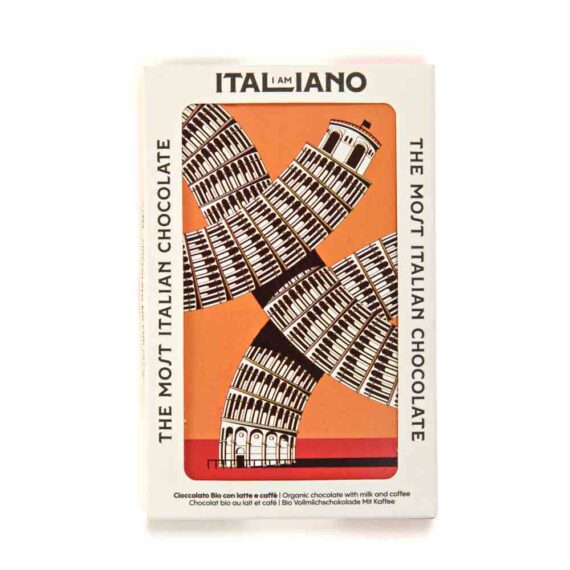 I Am Italiano Organic Milk and Coffee Chocolate (Pisa), 50gFront White BG For WEB