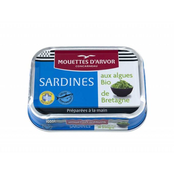 Les-Mouettes-d'Arvor-Sardines-w-Seaweed,-115g