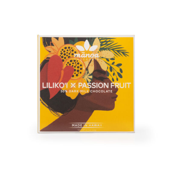 Manoa Liliko'i x Passion Fruit Dark Milk 50%, 0.7oz Front White BG For WEB