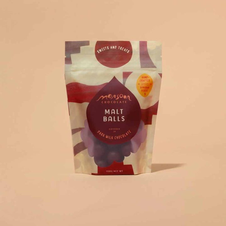 Monsoon Chocolate Malt Balls Covered in Dark Milk Chocolate, 130g