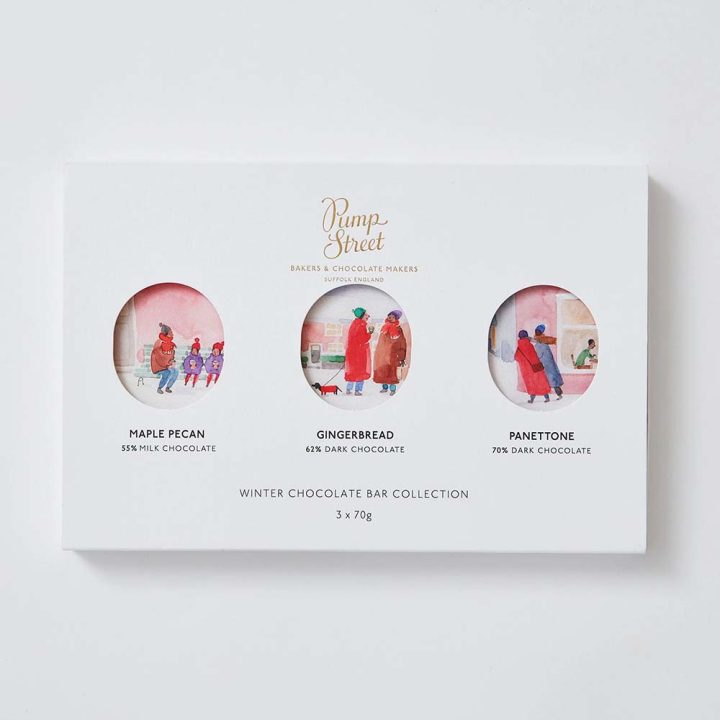 Pump Street Winter Gift Box Collection (Maple Pecan, Gingerbread, Panettone), 3 x 70g front white BG for WEB