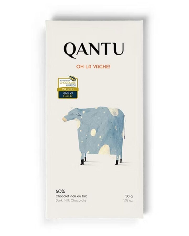 Qantu-Oh-La-Vache!-Dark-Milk-60%-GOLD-Winner-Int'l-Choc-Awards,-50g-front-white-BG-for-WEB