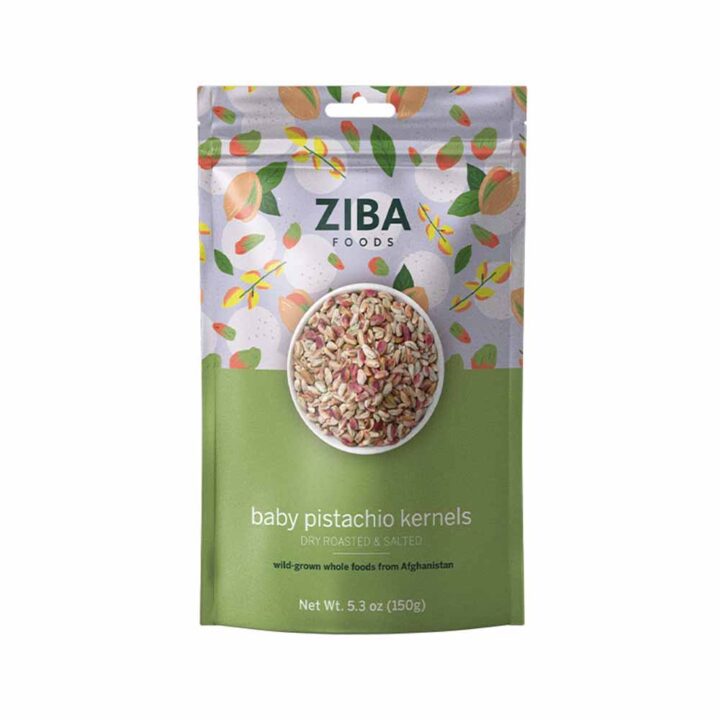 Ziba Baby Pistachio Kernels (Dry Roasted & Salted), 150g front white BG for WEB