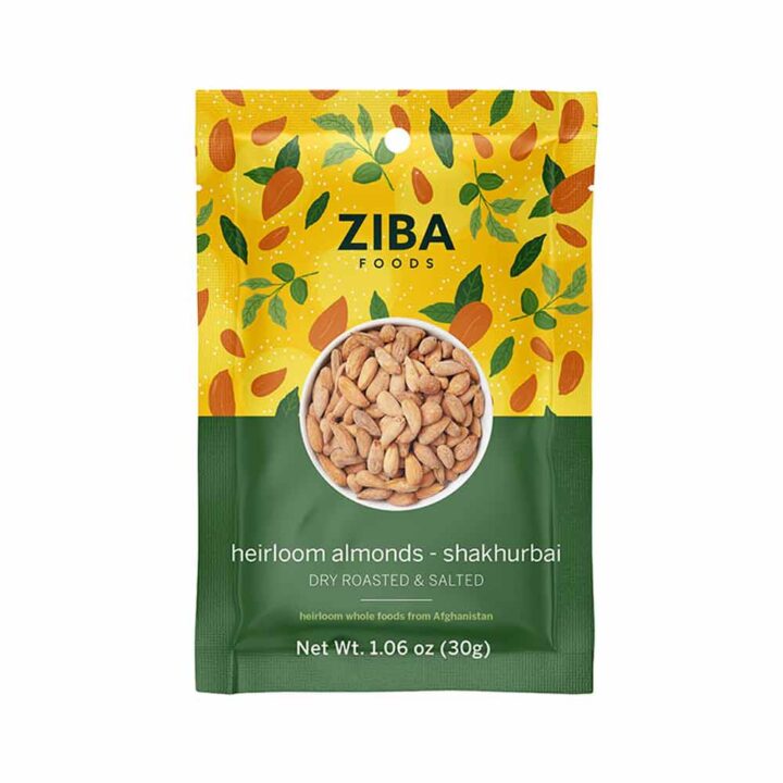 Ziba-Heirloom-Almonds-Shakhurbai-(Dry-Roasted-&-Salted),-30g-front-white-BG-for-WEB